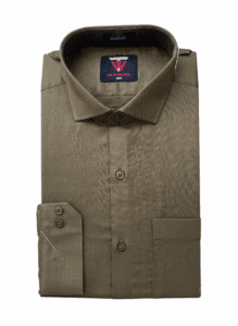 Men's Solid Khaki Brown Formal Shirt | Premium Cotton Textured Dress Shirt | Business Office Wear - TheWovenwild