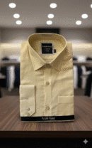 Men's Solid Pale Yellow Formal Shirt | Premium Cotton Textured Dress Shirt | Business Office Wear - PunjabHouse